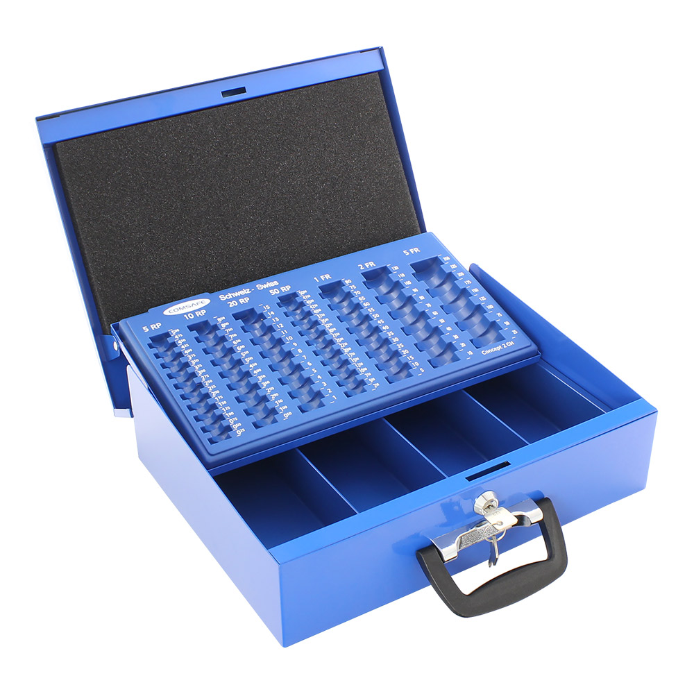 Rottner pénztároló kazetta Bern (T04866, hengerzár 2 kulccsal, kék)
