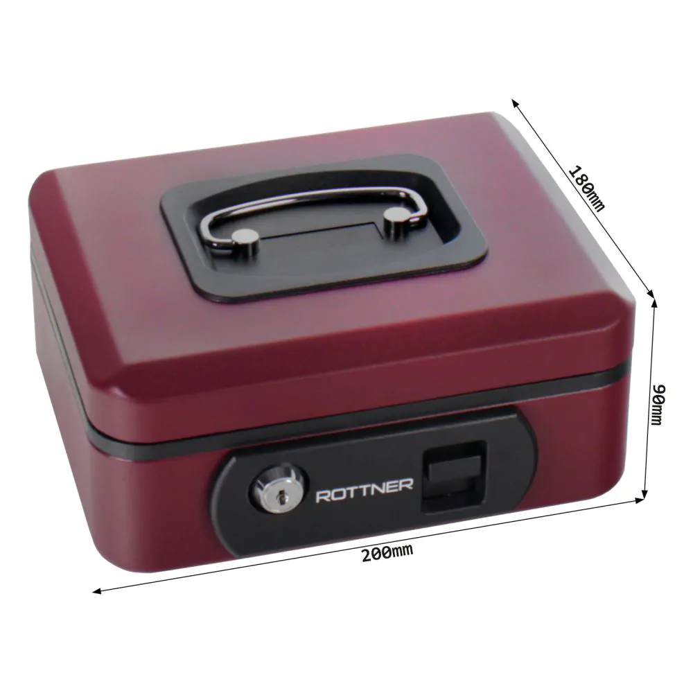 Rottner pénztároló kazetta Pro Box One (T06405, hengerzár 2 kulccal, bordó)