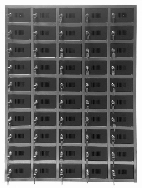 Strauss Metal 50 rekeszes kulcstároló szekrény (SM020200, kulcsos zár, antracit szürke)